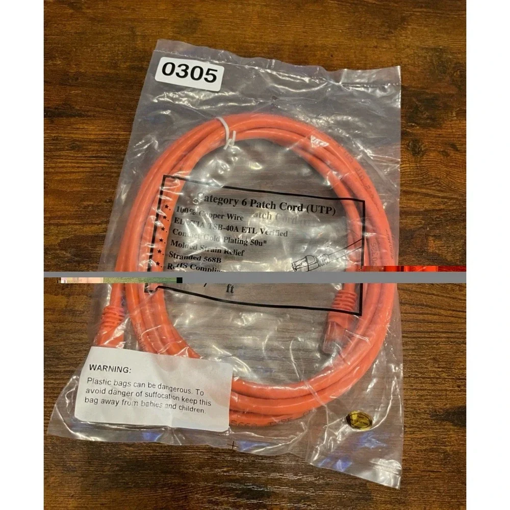 ✅Category 6 Patch Cable Ethernet UTP 7' 7ft Orange Cat 6 Network Cord#️⃣0305